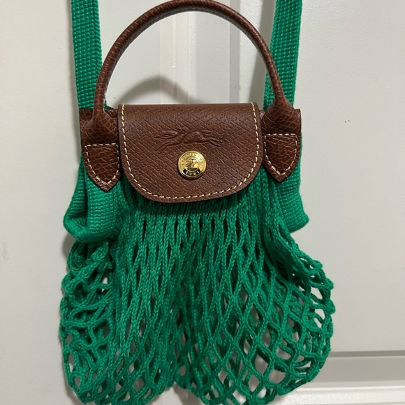 Long champ Le Pliage Filet Knit Shoulder Bag - Picture 5 of 6